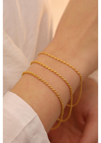 14 Ayar Altın Orta Kalın Halat Zincir Bileklik indirimleri