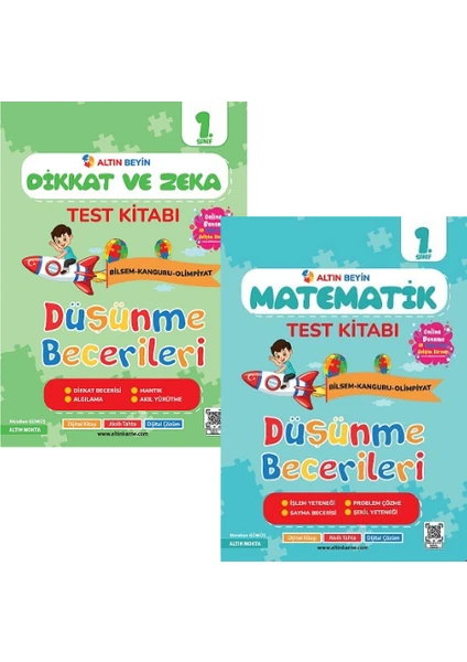 Altın Nokta Yayınevi 1. Sınıf Altın Beyin Matematik Test Kitabı ve Dikkat Zeka Test Kitabı