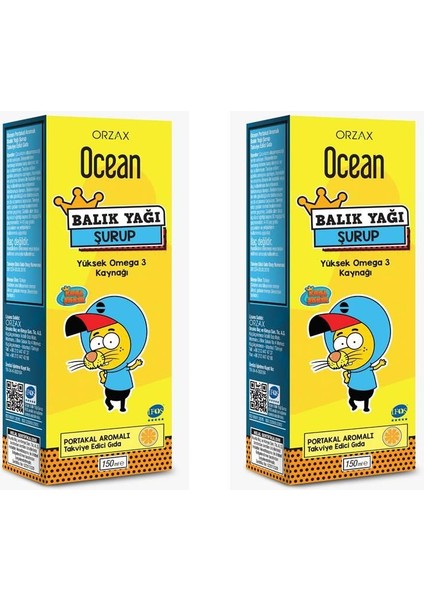 Ocean Omega 3 Portakal Aromalı Balık Yağı Şurubu 150 ml 2'li Paket fiyatları