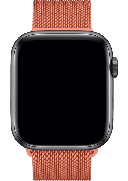 Apple Watch 1 2 3 4 5 6 7 Se Nike Uyumlu 42MM 44MM 45MM Metal Hasır Premium Loop Kordon Turuncu