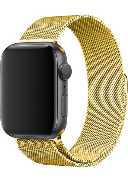 Apple Watch 1 2 3 4 5 6 7 Se Nike Uyumlu 42MM 44MM 45MM Metal Hasır Premium Loop Kordon Altın