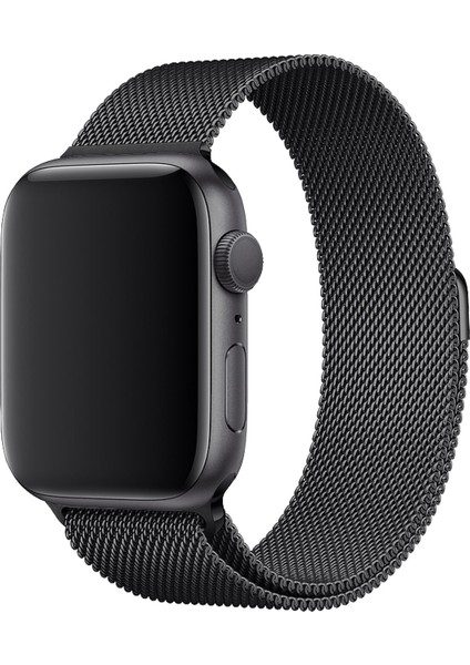 Apple Watch 1 2 3 4 5 6 7 Se Nike Uyumlu 42MM 44MM 45MM Metal Hasır Premium Loop Kordon Siyah