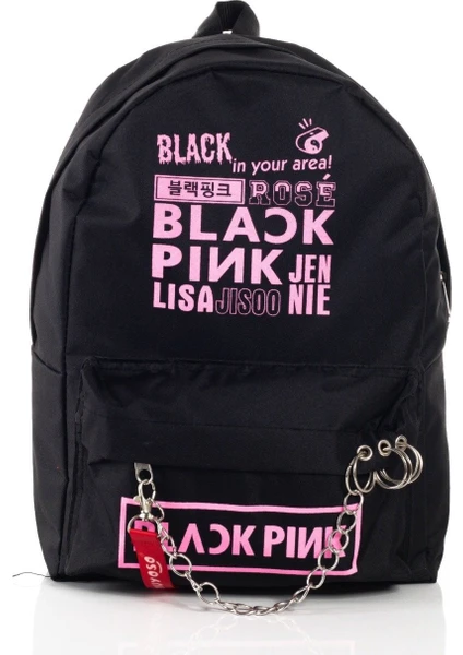 Alp Collection Blackpink Kpop Baskılı Piercing Zincirli Sırt Okul Çantası