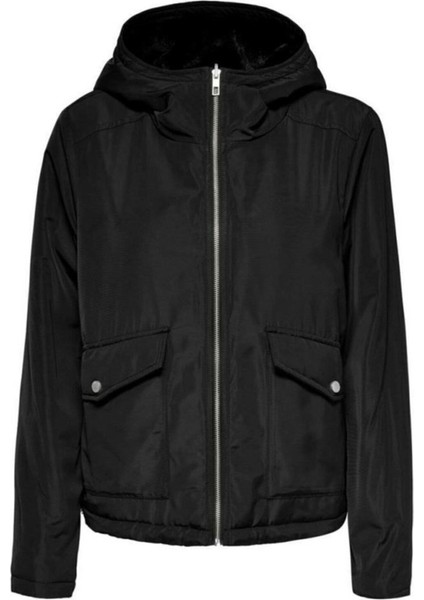 15208777 Tuylu ve Duz Cıft Taraflı Kapsonlu Mont Siyah