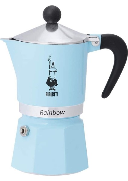 Rainbow Mavi Mokapot 3 Cup (Bialetti Aluminum Moka Pot Rainbow 3 Cup Light Blue)