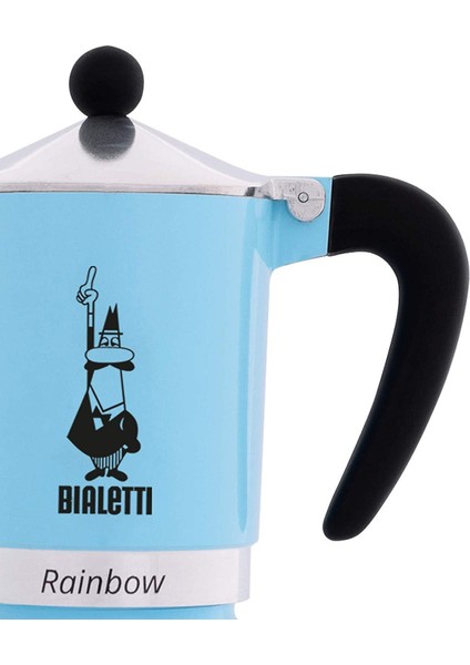 Rainbow Mavi Mokapot 3 Cup (Bialetti Aluminum Moka Pot Rainbow 3 Cup Light Blue)