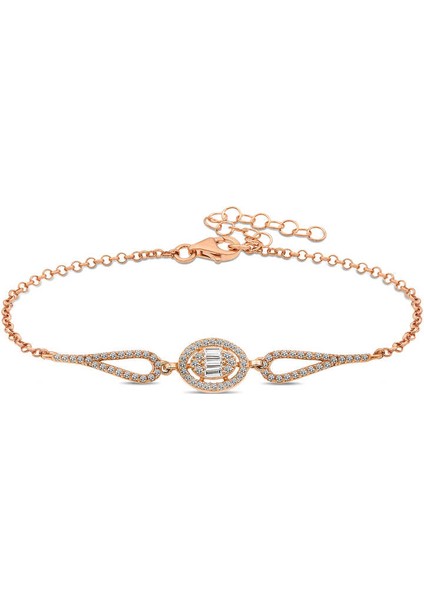 Gümüş Rose Oval Baget Bileklik