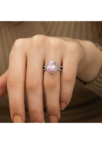 Gümüş Baget Kare Bayan Yüzük