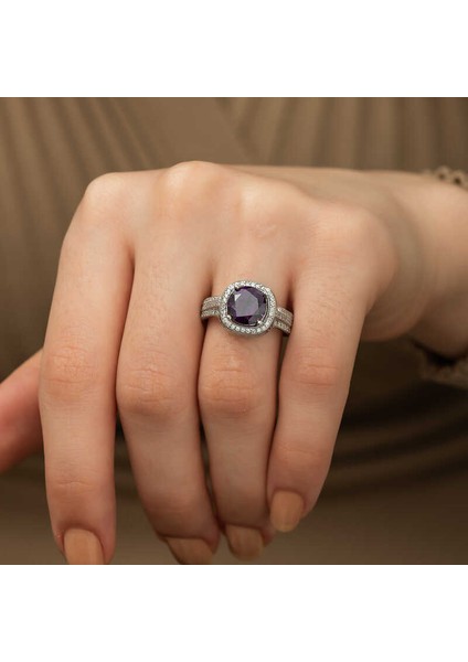 Gümüş Baget Yuvarlak Bayan Yüzük