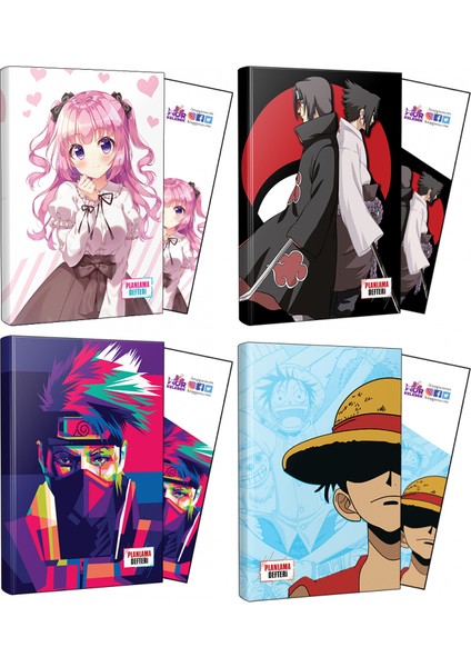 Violet+Sasuke+Itachi+Naruto+Luffy Defter + Ayraç 4'lü