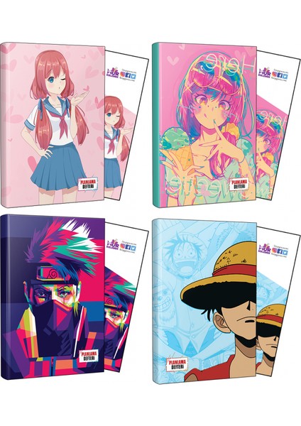 Flying Kisses+Icecream+Naruto+Luffy Defter + Ayraç 4'lü