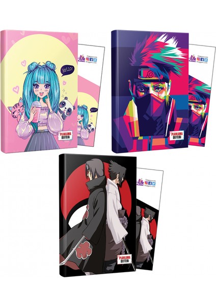 Catgirl + Naruto + Sasuke + Itachi Defter + Ayraç 3'lü