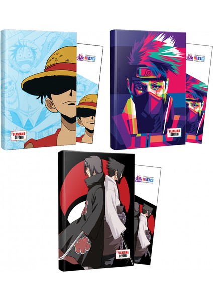 Üçlü Luffy+Naruto+Sasuke+Itachi Defter + Ayraç