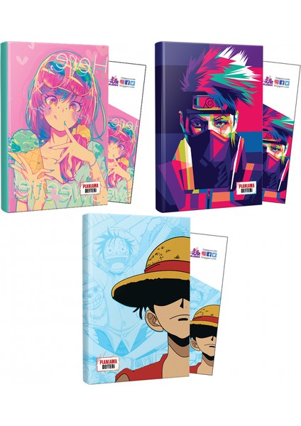 Üçlü Icecream+Naruto+Luffy Defter + Ayraç