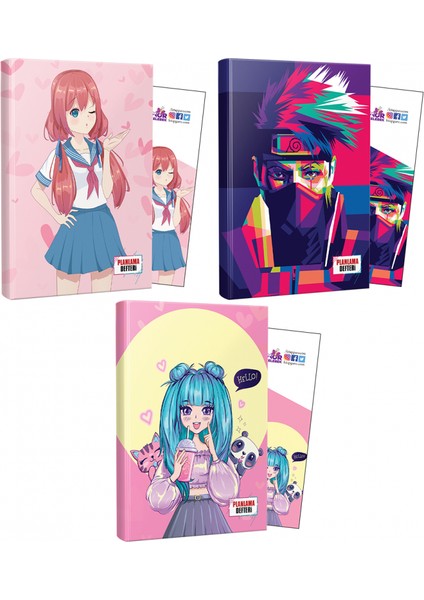 Üçlü Flying Kisses+Naruto+Catgirl Defter + Ayraç