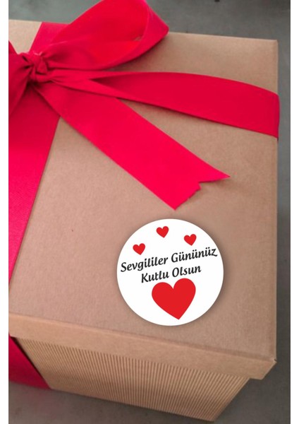 Sevgililer Günü 5 x 5 cm 100 Adet Yuvarlak Özel Kesimli Sticker Etiket