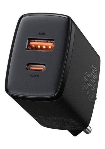 Compact 20W Qc3.0 Ultra Hızlı Şarj Adaptörü,1 Usb, 1 Type Çıkışlı iPhone Uyumlu Şarj Başlığı