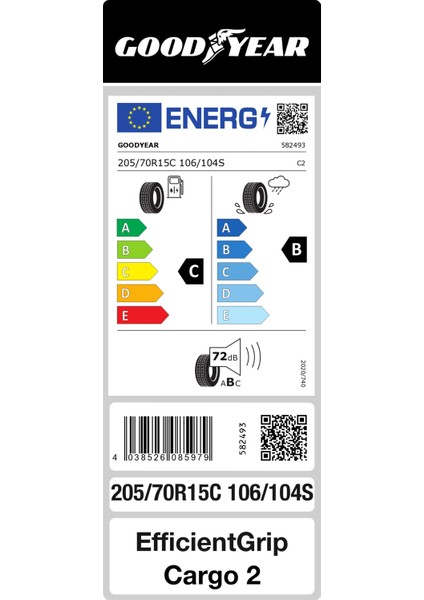 205/70 R15C 106/104S Efficientgrip Cargo 2 Hafif Ticari Yaz Lastiği ( Üretim Yılı: 2023 ) modelleri