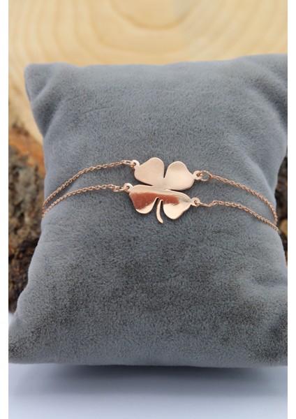 Yonca Model Rose Kaplama Bayan Gümüş Bileklik 201020363