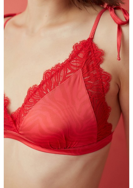 Kırmızı Little Ribbon Lace Dolgusuz Sütyen fiyatları