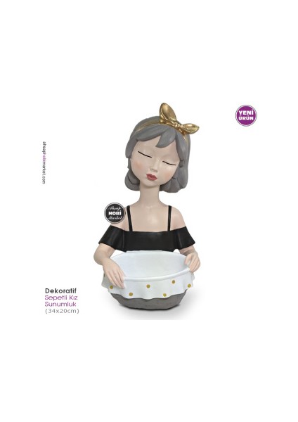 Dekoratif Sepetli Kız Sunumluk (34X20CM)