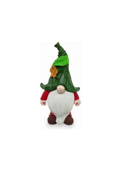 Dekoratif Sakallı Gnome Cüce Biblo Yeşil