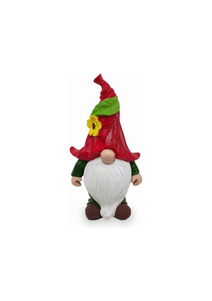Dekoratif Sakallı Gnome Cüce Biblo Kırmızı