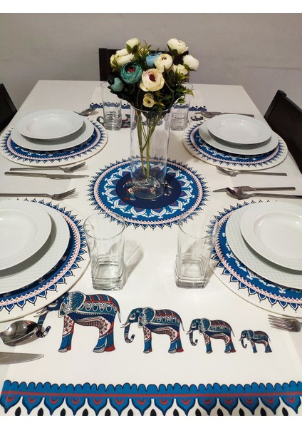 Etnik Fil Desenli Runner 2'li Supla Set modelleri