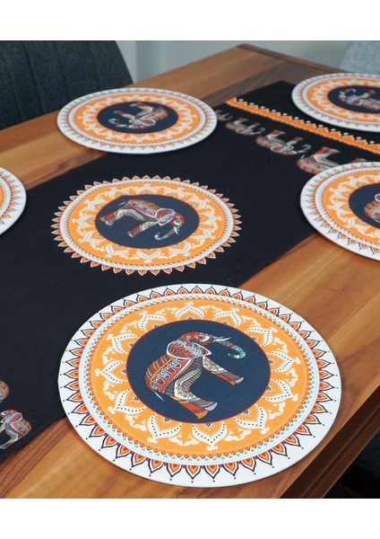 Etnik Fil Desenli Runner 2'li Supla Set (Siyah) indirimleri