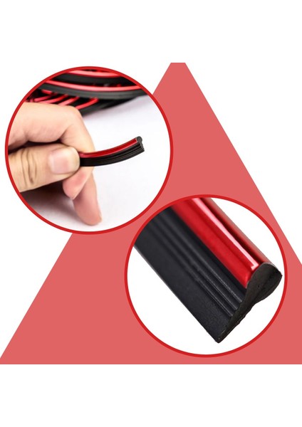 Kırmızı Araba Oto trim Dekorasyon Şeridi Kauçuk Elastik Kolay Kurulum 5 Metre Şerit Bant
