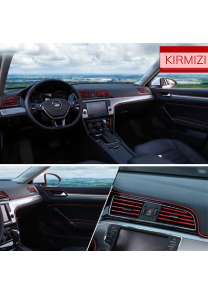 Kırmızı Araba Oto trim Dekorasyon Şeridi Kauçuk Elastik Kolay Kurulum 5 Metre Şerit Bant