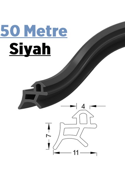 Pen Markalarının Kapı Pencere Contası Pvc Fitili 50 Metre Siyah Tüm Standart Pvc Pimapen, Fıratpen, Egepen, Winsa Gibi Markalara Uygun