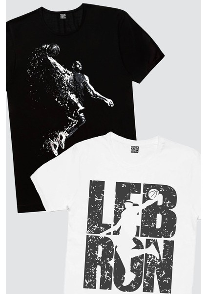 Pro Smaç, Lebron Yazı Beyaz Erkek 2'li Eko Paket T-Shirt