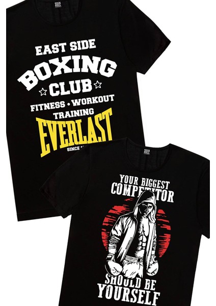 Rakipsiz Boksör, Boks Kulübü Siyah Erkek 2'li Eko Paket T-Shirt