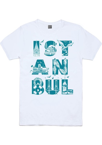 Istanbul Bisiklet Beyaz, Istanbul Harfler Siyah Erkek 2'li Eko Paket T-Shirt modelleri