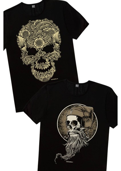 Sakallı Kurukafa, Dövme Kurukafa Erkek 2'li Eko Paket T-Shirt