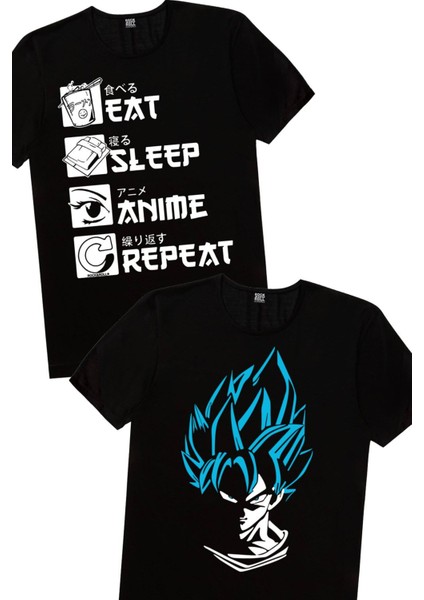 Mavi Saçlı Kahraman, Hep Anime Erkek 2'li Eko Paket T-Shirt