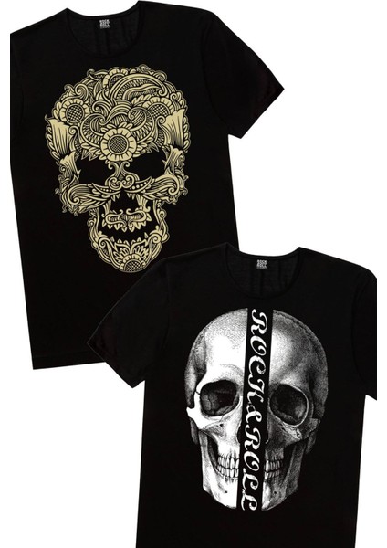 Dövme Kurukafa, Yarım Kurukafa Kadın 2'li Eko Paket T-Shirt
