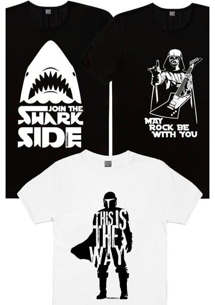 Bana Güven, Köpekbalığı Savaşları, Rocker Darth Vader Erkek 3'lü Eko Paket T-Shirt