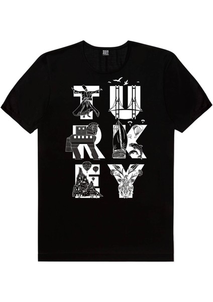 Türk Ay Yıldız Siyah, Türkiye Harfler Beyaz, Istanbul Bisiklet Siyah Kadın 3'lü Eko Paket T-Shirt modelleri