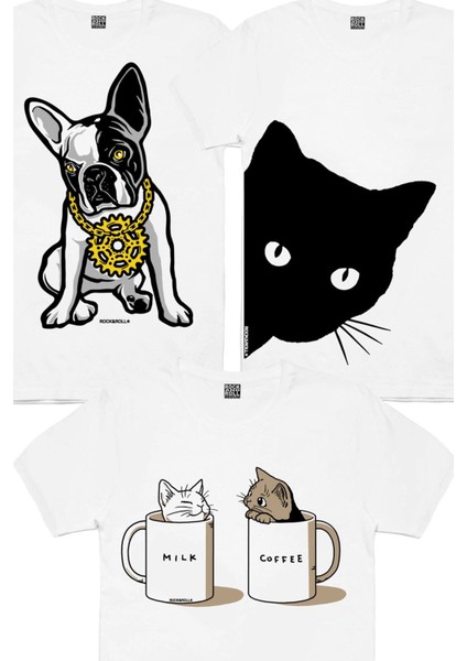 Sütlü ve Sade, Meraklı, Fransız Rapci Kadın 3'lü Eko Paket T-Shirt