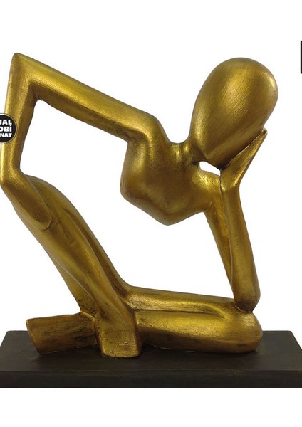Dekoratif Kaideli Yogacı Adam Heykeli Gold