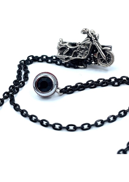 Gümüş Renk Motosiklet Motif Siyah Taşlı Ceket Yaka Iğnesi YI373 fiyatları