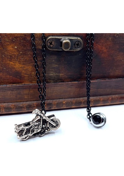 Gümüş Renk Motosiklet Motif Siyah Taşlı Ceket Yaka Iğnesi YI373 modelleri