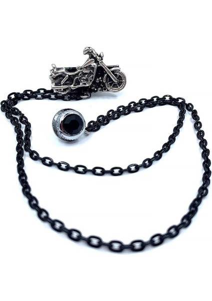 Gümüş Renk Motosiklet Motif Siyah Taşlı Ceket Yaka Iğnesi YI373 indirimleri