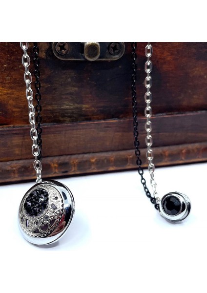 Gümüş Renk Siyah Taşlı Zincirli Ceket Yaka Iğnesi YI375 modelleri