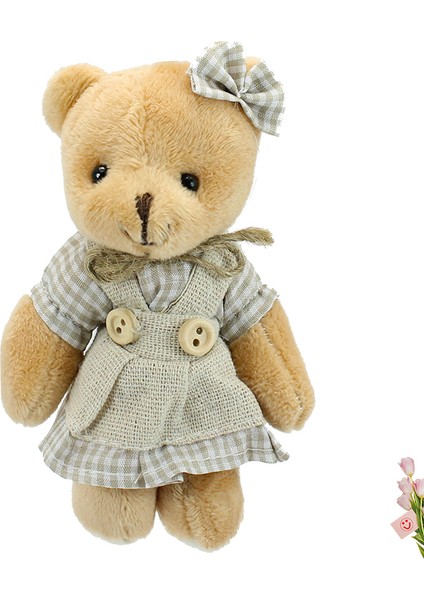 Peluş Kıyafetli Ayıcık Anahtarlık, 12,5 x 8,5 cm - Kız Model
