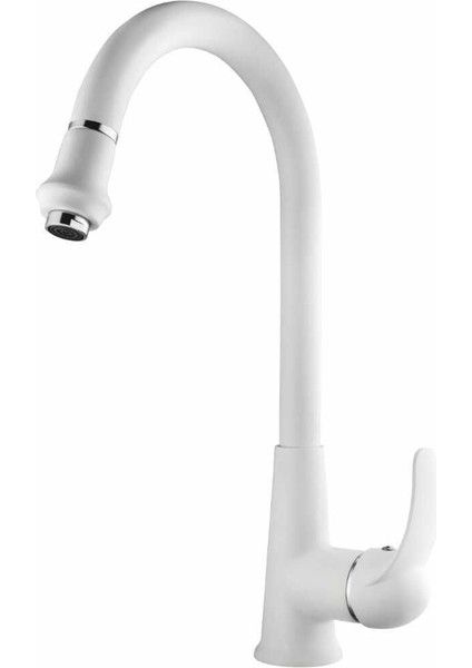 Beyaz Spiralli Merkür Mutfak Evye Bataryası-Uzayan Spiralli