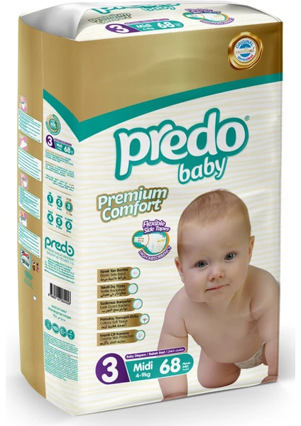 Predo Baby  Premium Comfort Bebek Bezi 3 Numara (4-9 kg) 68 Adet