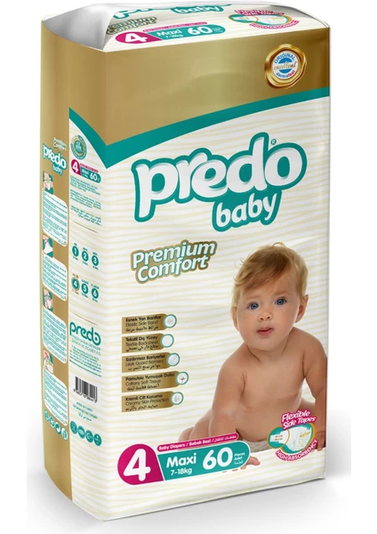 Predo Baby Premium Comfort Bebek Bezi 4 Numara (7-18 kg) Maxi 60 Adet